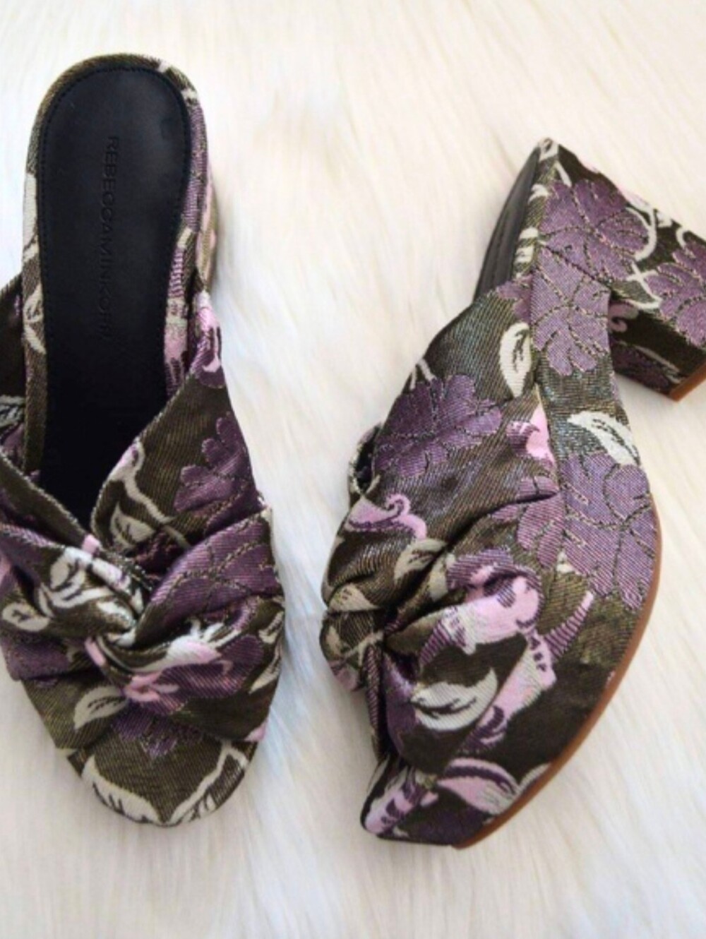 New! Rebecca Minkoff Jaden Platform Sandal Purple Floral Fabric Heels Size 6